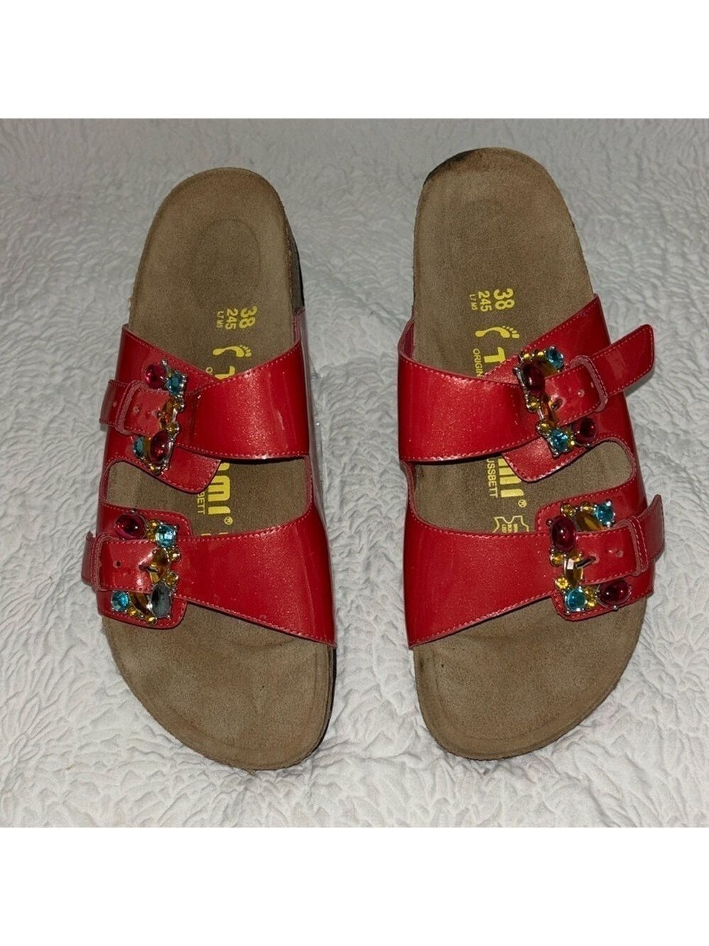 Tatami BIRKENSTOCK Rhinestone Leather Suede Cork Sandals NWOT